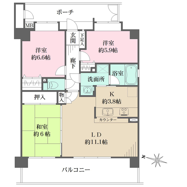 藤和甲陽園東山ホームズの間取図
