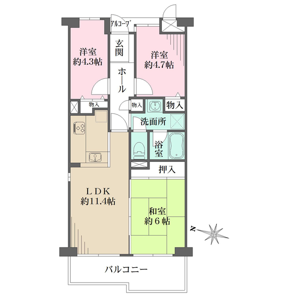 カネボウ芦屋アーバンプラザの間取図