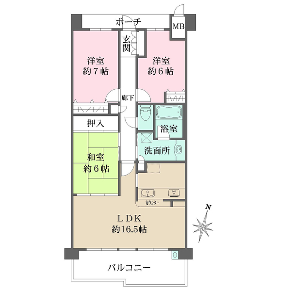 ロイヤルヴィーゼ芦屋ヒルズコートの間取図