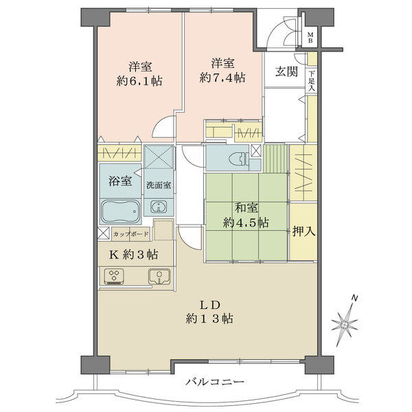 芦屋茶屋之町アーバンライフの間取図