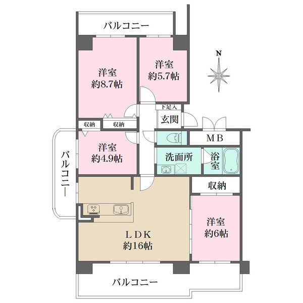RICウエストコート4番街南棟の間取図