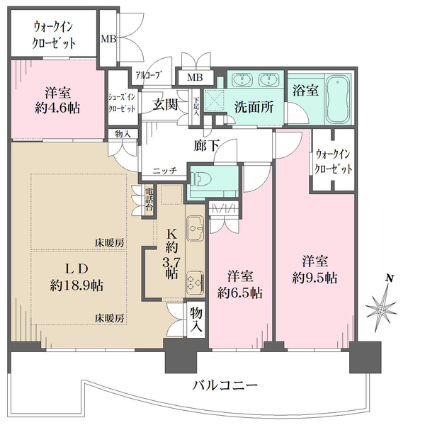 トア山手ザ・神戸タワーの間取図
