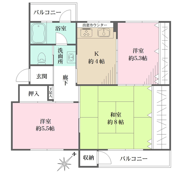 鶴甲コーポ17号棟の間取図