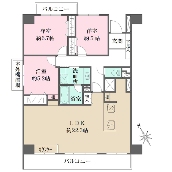 神戸ヒルズデイズB棟の間取図