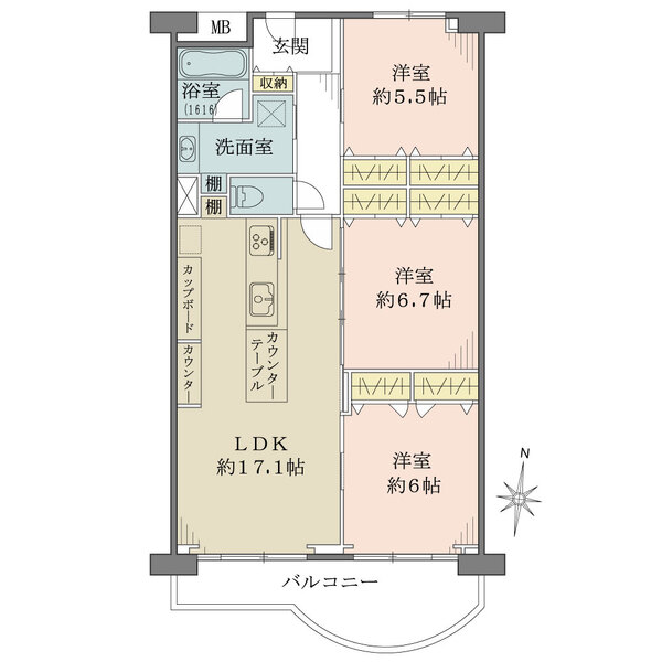 北須磨団地D1棟の間取図
