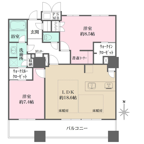 ライオンズタワー神戸旧居留地の間取図