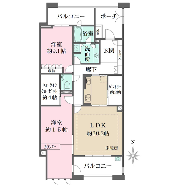 グランドメゾン六甲カネディアンヒルの間取図