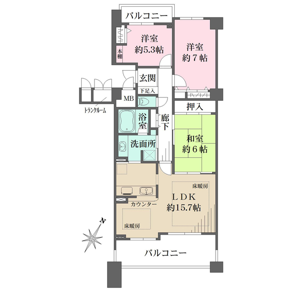 神戸海岸通ハーバーフラッツの間取図