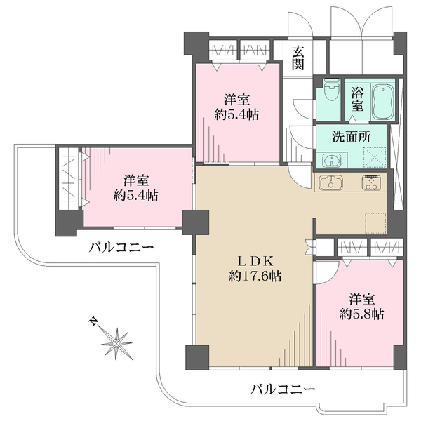 クローバーハイツ三宮の間取図