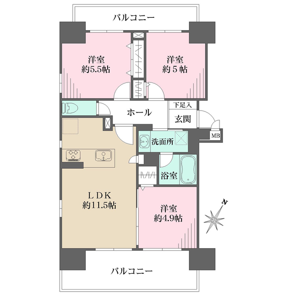 ソナーレ新神戸の間取図