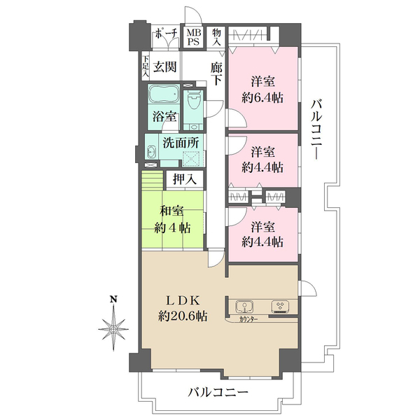 レバンテ垂水1番館の間取図
