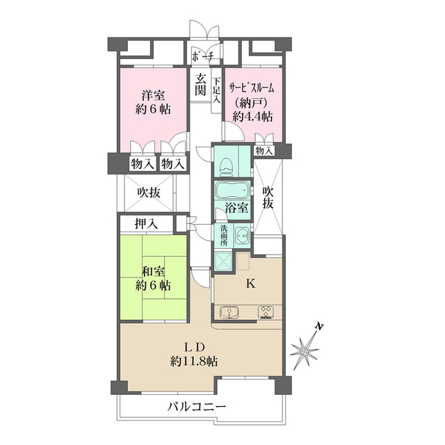 コート芦屋朝日ケ丘４号棟の間取図