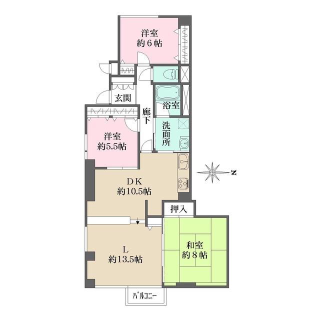 グランパレ苦楽園　北棟の間取図