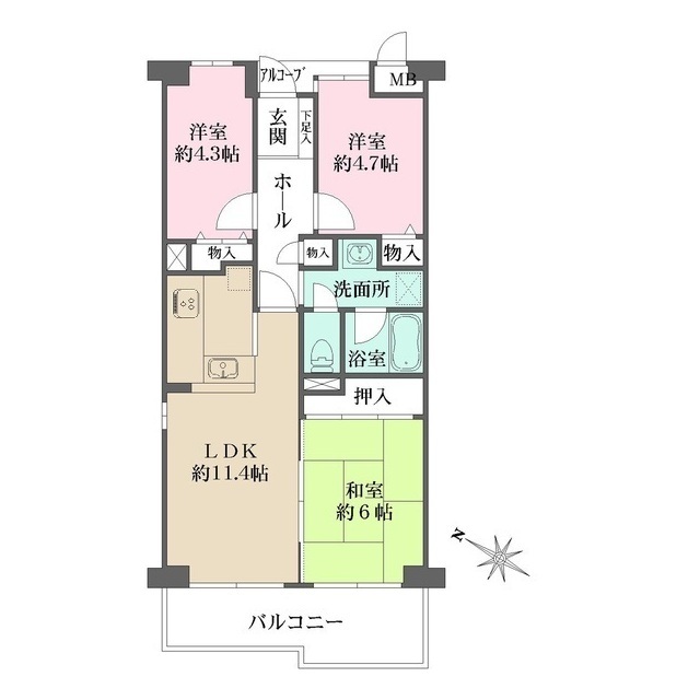 カネボウ芦屋アーバンプラザの間取図