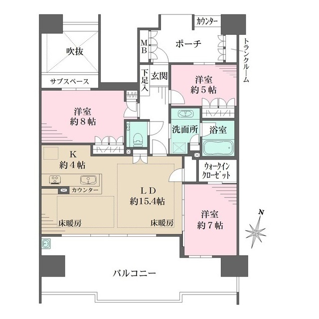 六甲アイランドＣＩＴＹ　Ｗ７Ｒｅｓｉｄｅｎｃｅ９番館の間取図