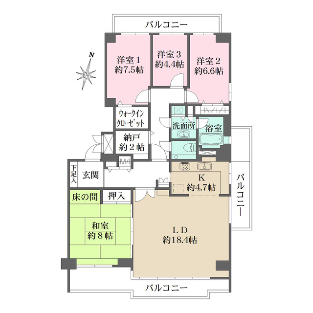 六甲グランドヒルズ３号館の間取図