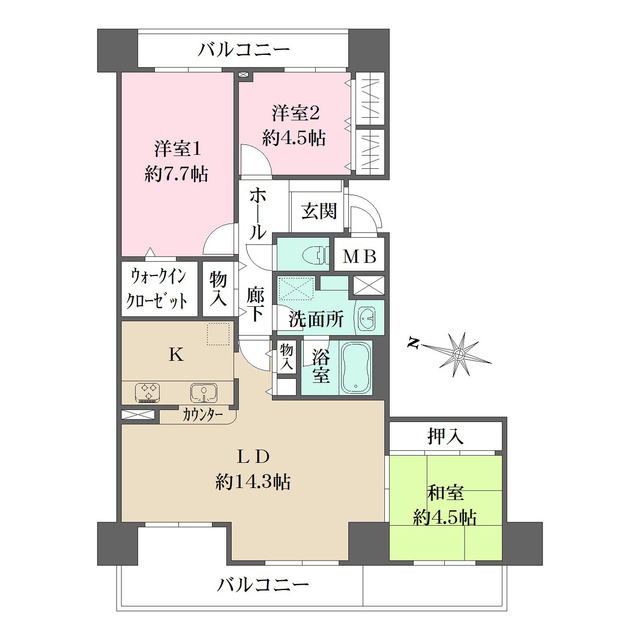 ＲＩＣウエストコート６番街６１３号棟物件間取図