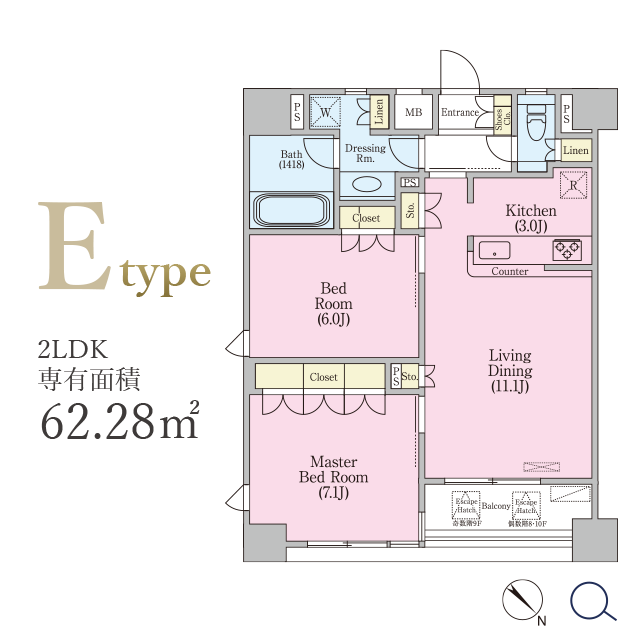 Eプラン2LDK 62.28㎡