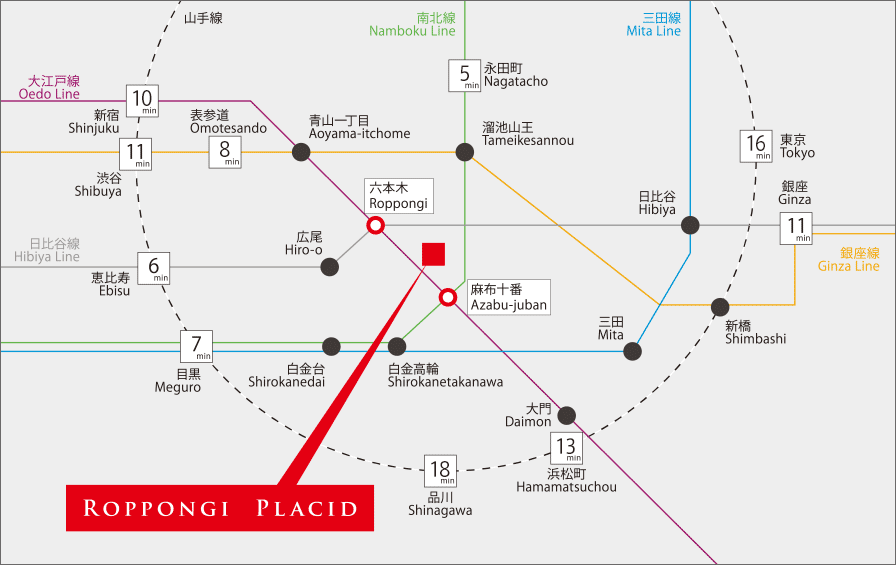 ROPPONGI PLACID ROUTE MAP