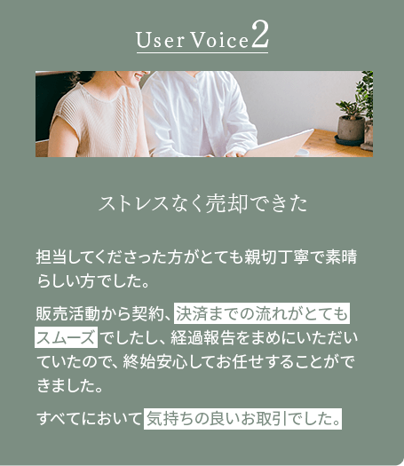 ストレスなく売却できた